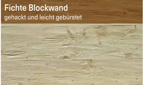 Fichte Blockwand, gehackt und leicht gebürstet