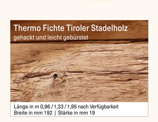 Thermo Fichte Tiroler Stadelholz, gehackt und leicht gebürstet