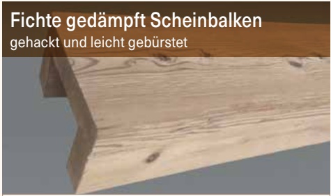 Fichte gedämpft Scheinbalken, gehackt und leicht gebürstet